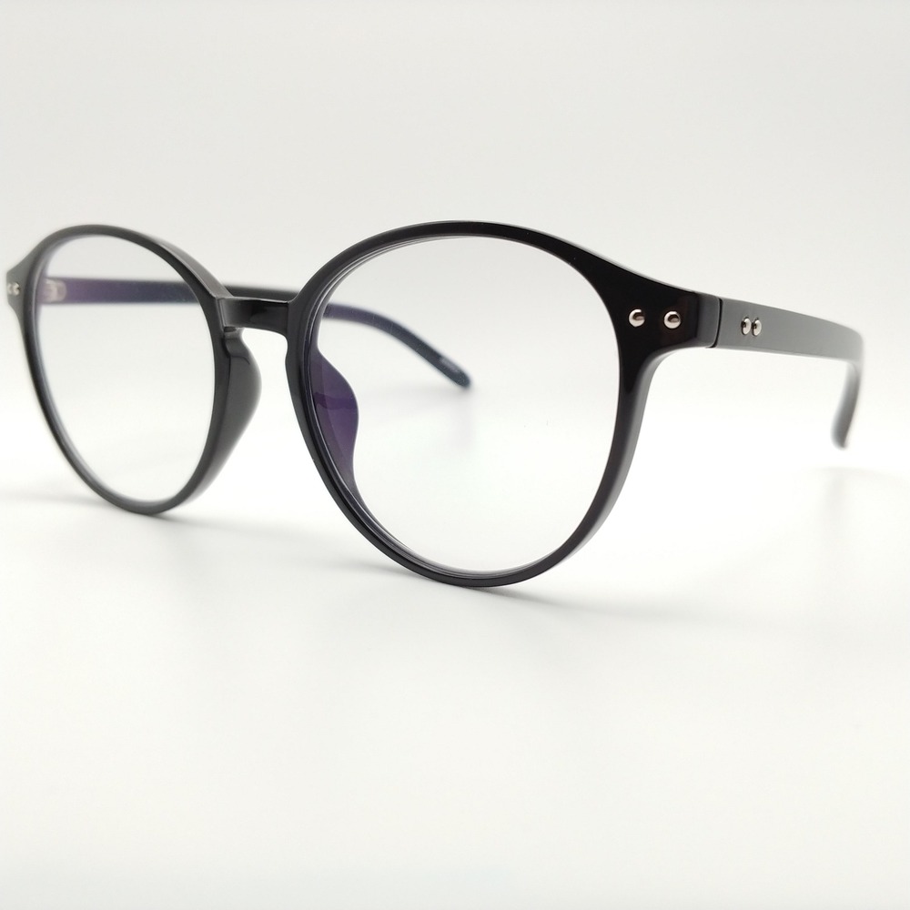Zenni Eyeglasses Unisex Black Round Frame 6499921 Classic Retro Rivet Eyewear